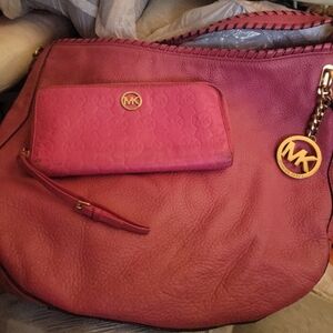 Michael Kors Vibrant Pink Hobo Bag and Wallet